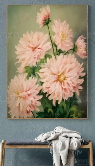 油彩画　【花】　抽象 波西米亚风设计抽象油画花艺术感抽象装饰画下载-编号32747429-小
