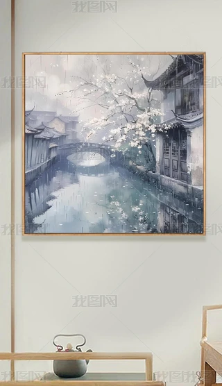中式水墨山水古风意境玄关画下载-编号36539292-山水装饰画-我图网