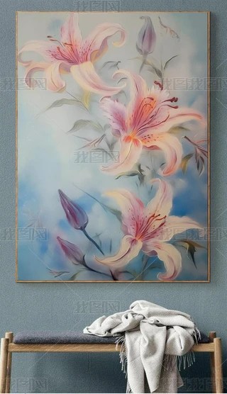 油彩画　【花】　抽象 油画-抽象画的花