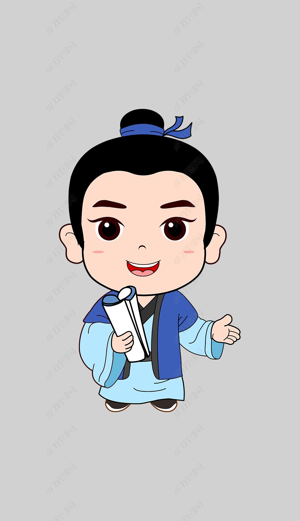 原创卡通秀才书生矢量高清图