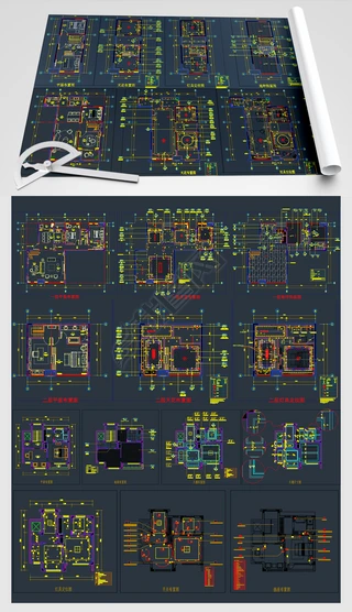 家具平面图其他|家具布置强电弱电给排水插座空调平面图cad素材