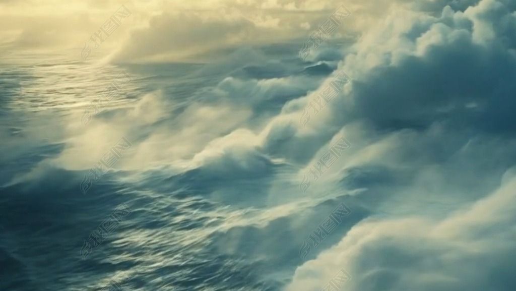 原创浩瀚云海,波涛汹涌,太阳照耀-版权可商用
