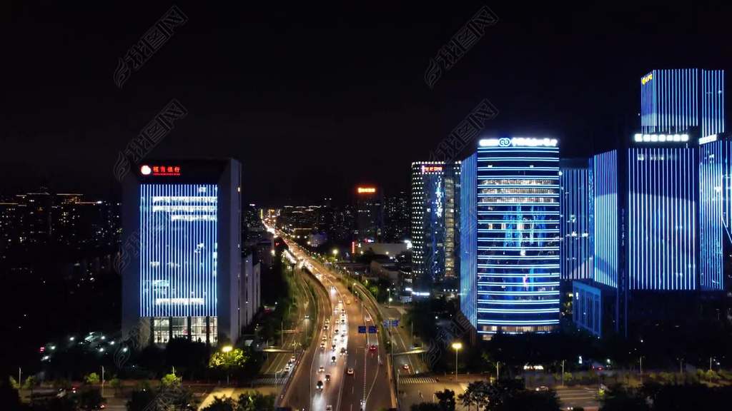 原创福建福州城市夜景灯光航拍-版权可商用