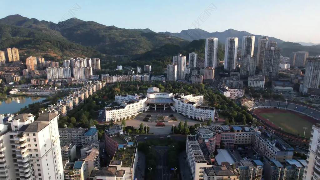 原创贵州凯里市政府航拍-版权可商用