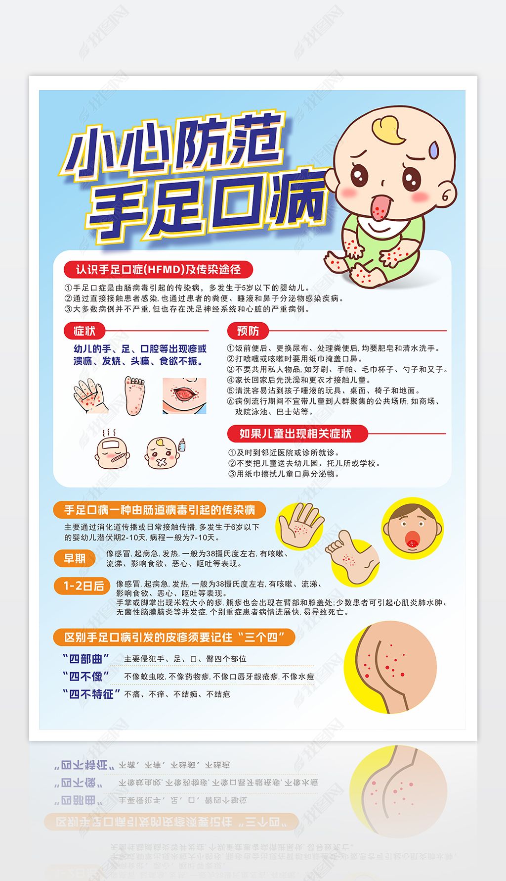 原创疾控预防手足口病创文创卫宣传单张预防手足口病海报