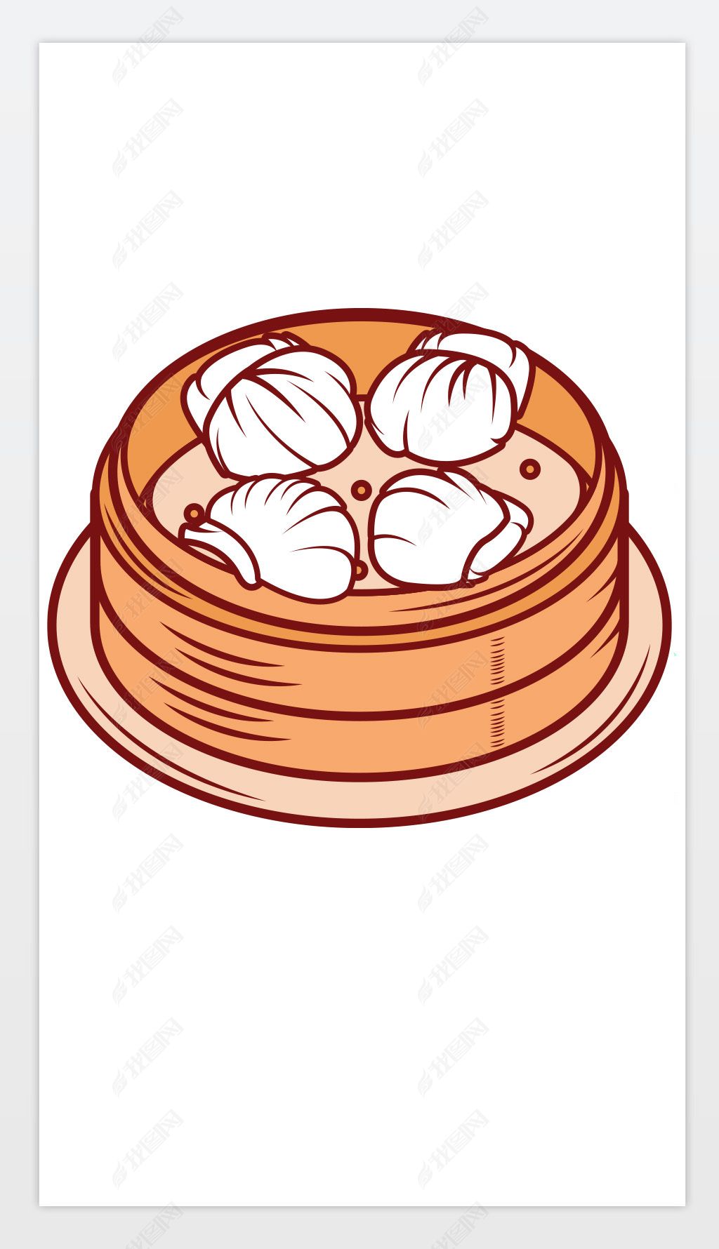 原创手绘卡通广东早茶点心虾饺美食矢量版权可商用