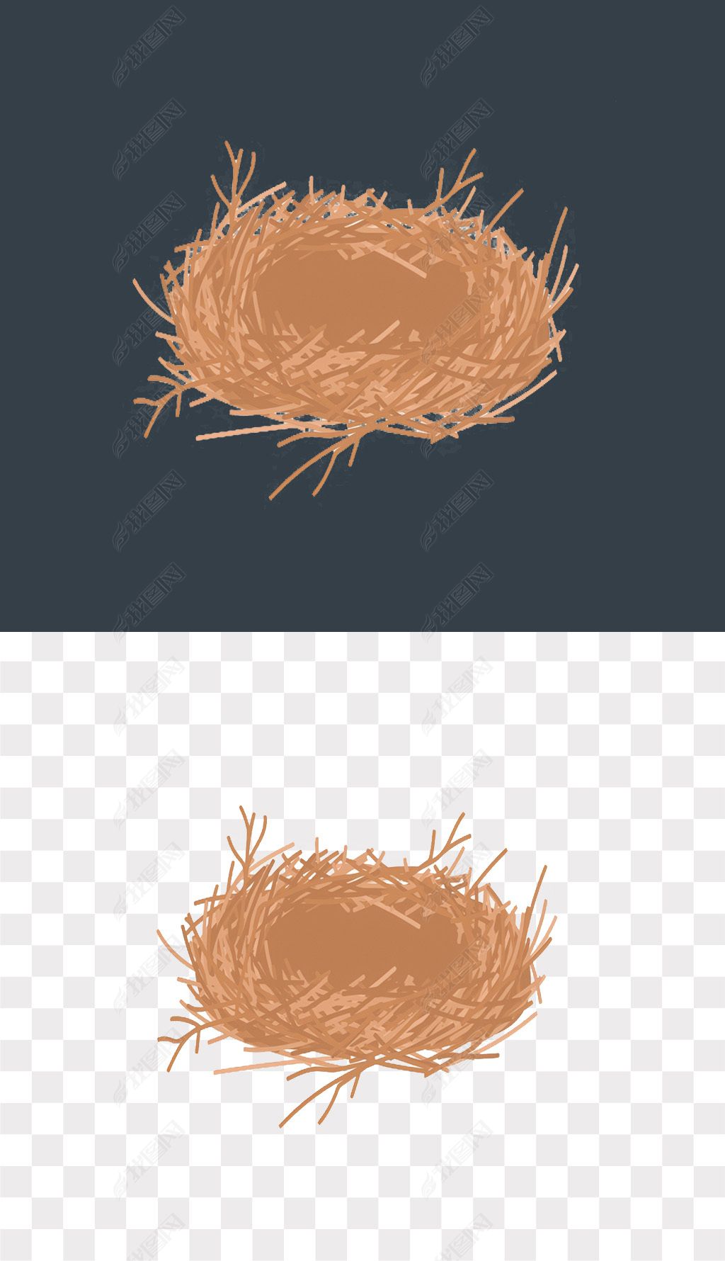 原创可爱鸟巢鸡窝免抠元素png版权可商用