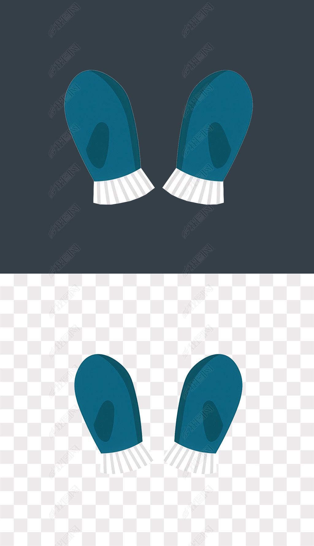 原创可爱圣诞节挂饰礼品棉手套免抠元素png-版权可商用