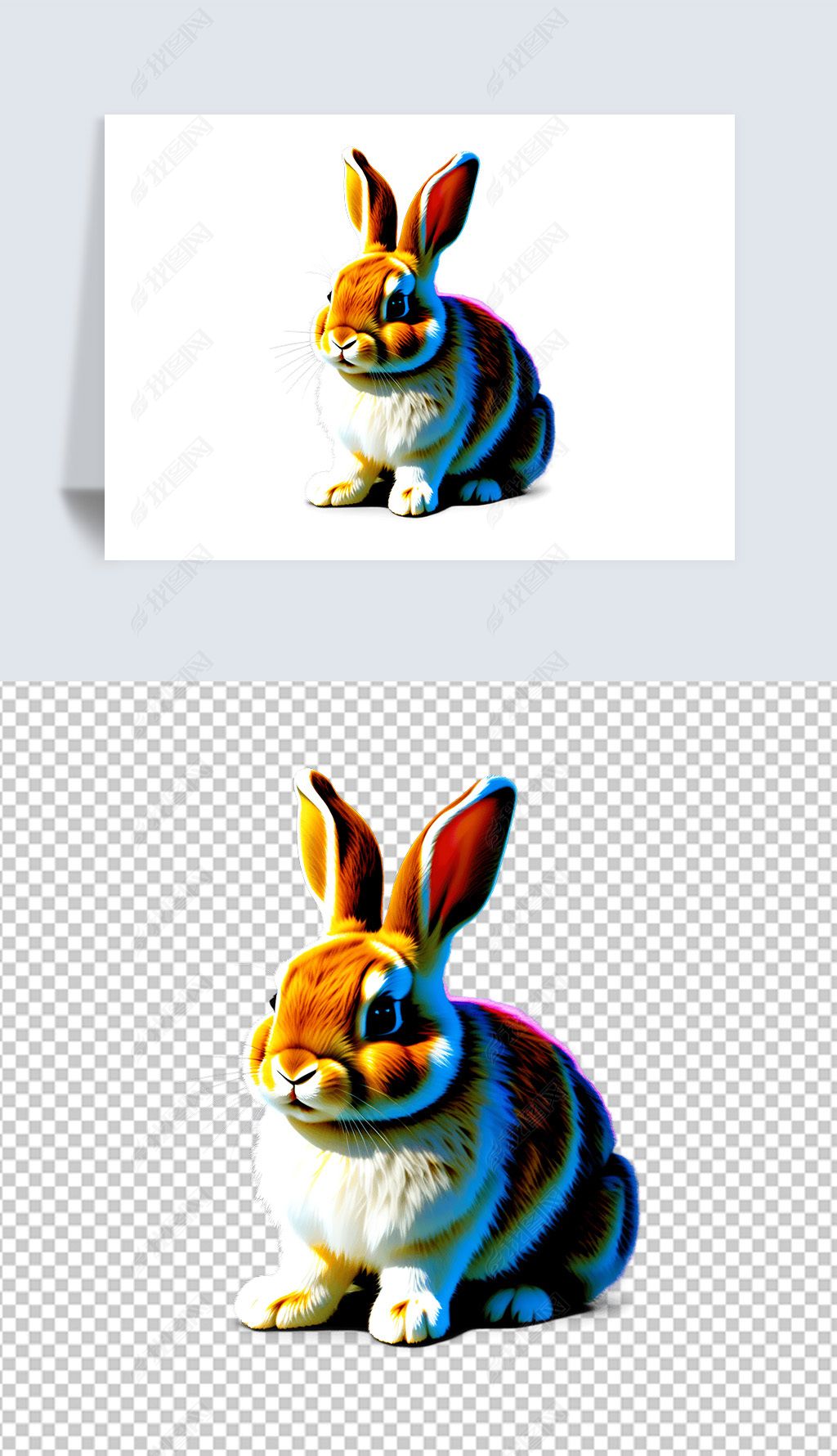 可爱小兔子家养宠物插画海报免抠png透明图片下载-编号34815845-其他