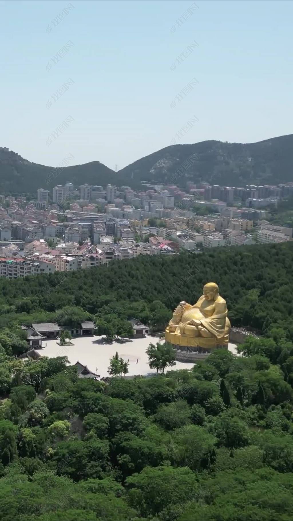 原创竖版航拍山东济南千佛山风景区-版权可商用
