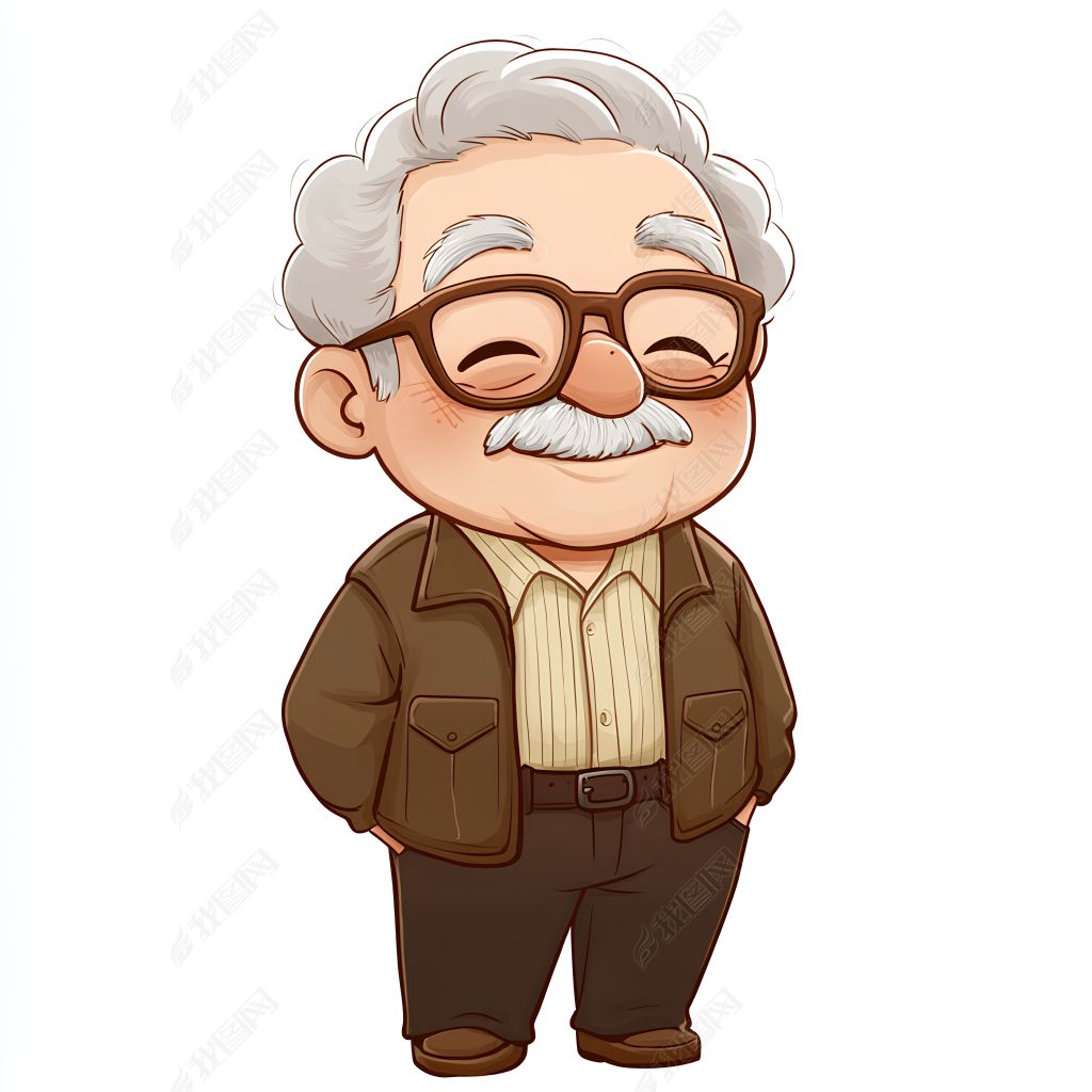 原创重阳节老人手绘卡通免抠元素-版权可商用