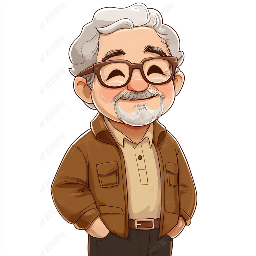 原创重阳节老人手绘卡通免抠元素-版权可商用