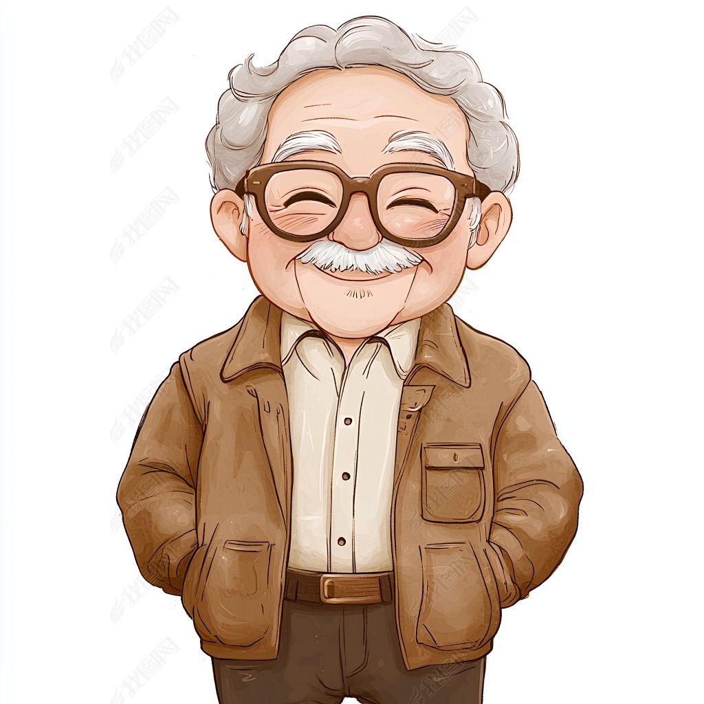 原创重阳节老人手绘卡通免抠元素