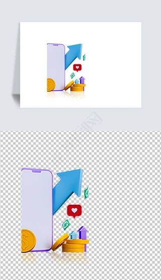 finance免抠元素|金融App手机应用3D插画高清透明png素材