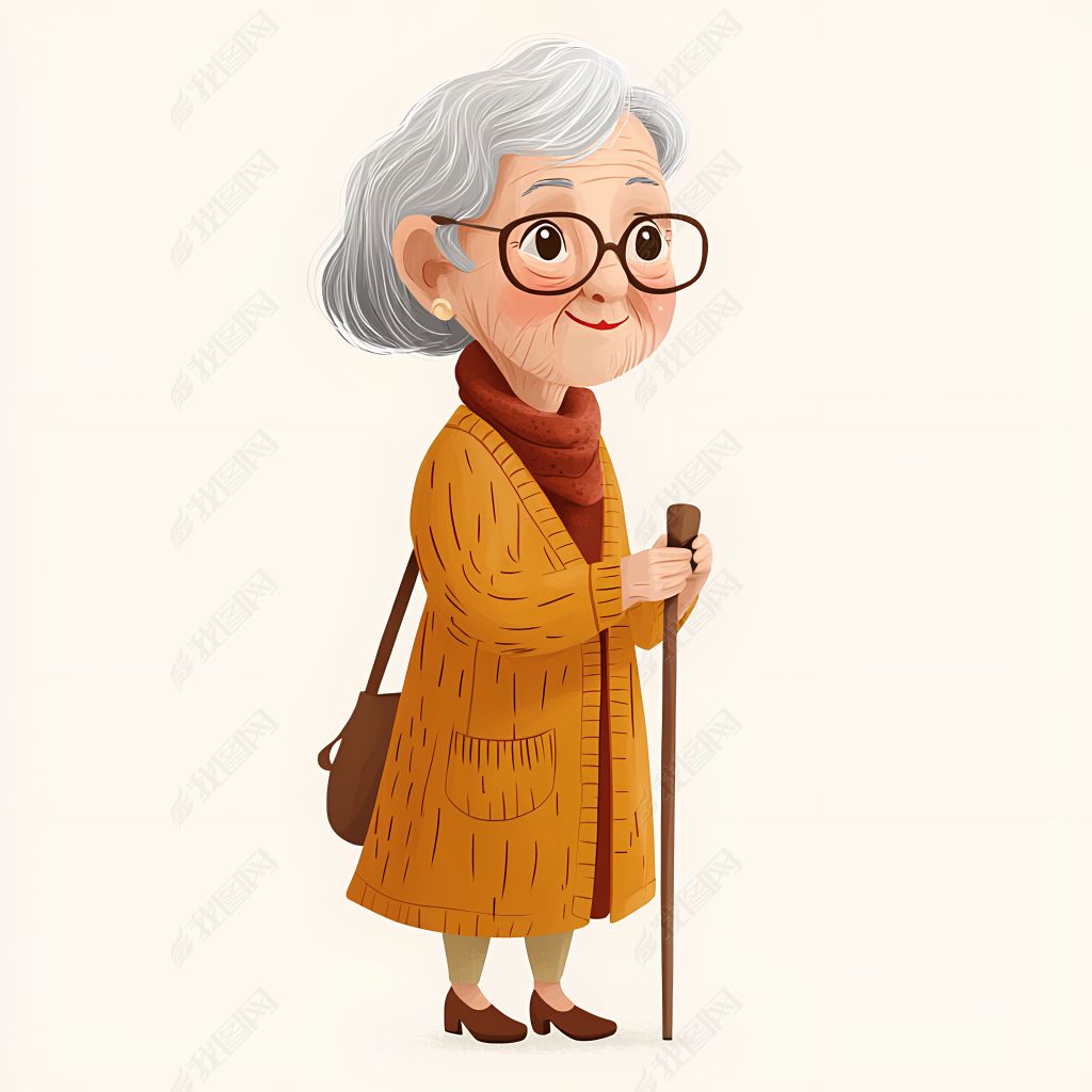 原创手绘卡通老人重阳节免抠元素-版权可商用