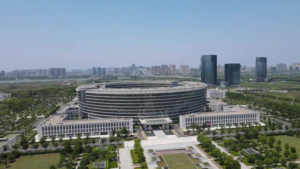 原创湖北襄阳市民中心航拍-版权可商用