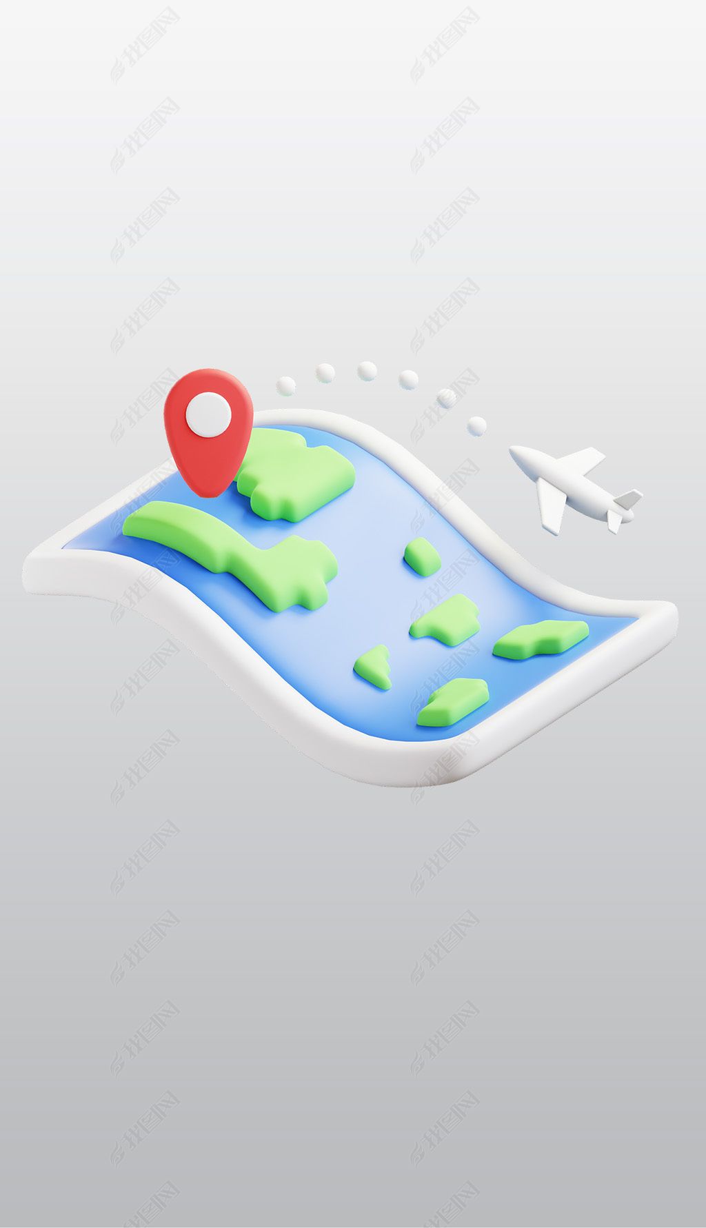 原创旅游地图3d图标高清透明免抠png图片素材-版权可商用
