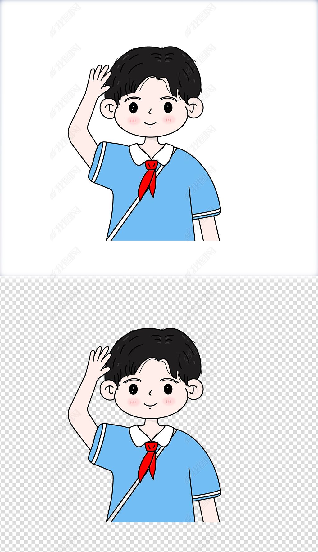 男孩敬礼升国旗