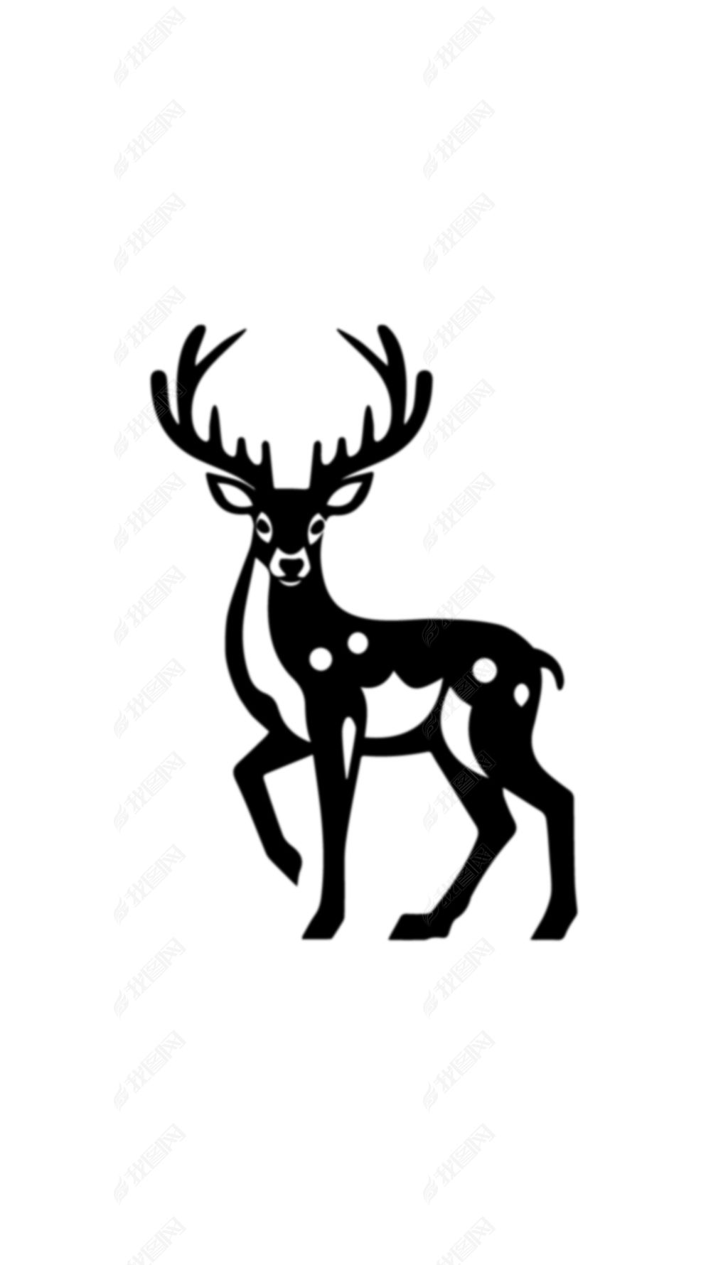 原创鹿素材无限放大高清黑白矢量图