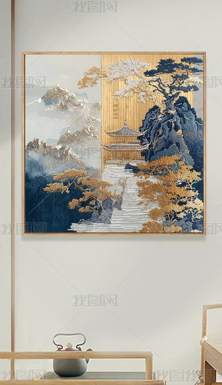 日本画　山水画　金箔背景 41eGfs7rxKL._UF350,350_QL50_.jpg