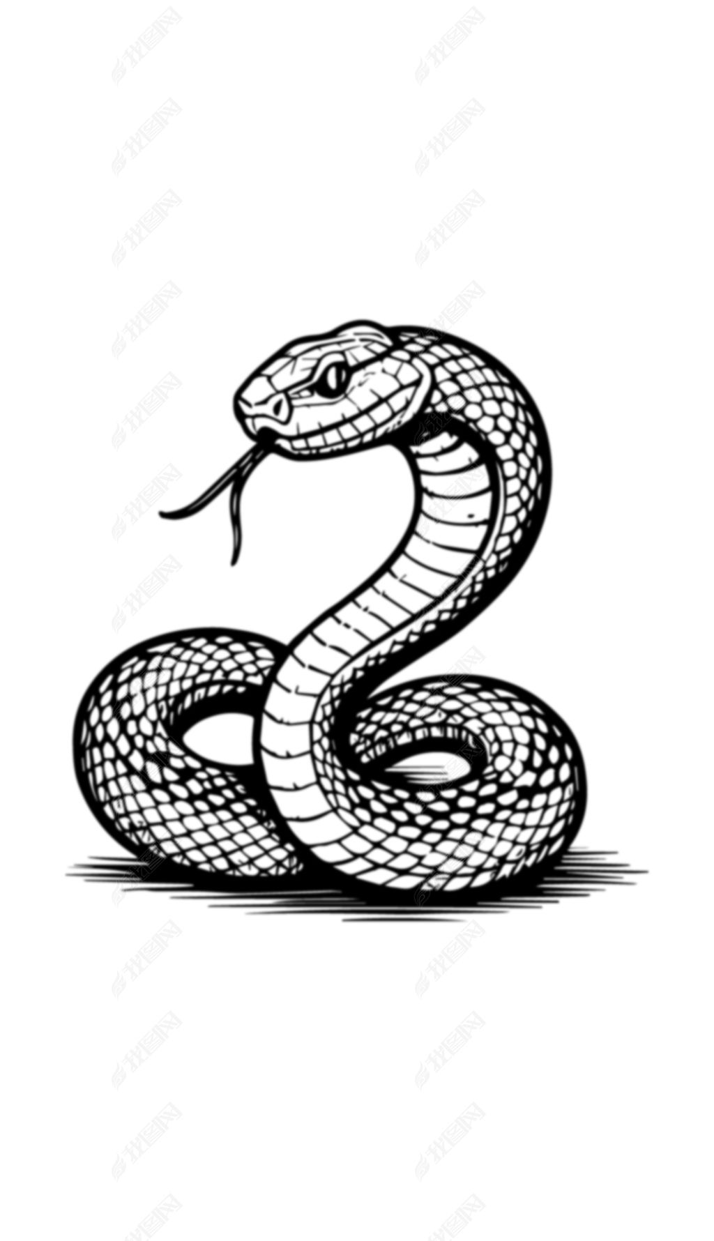 原创蛇素材黑白矢量图高清无限放大