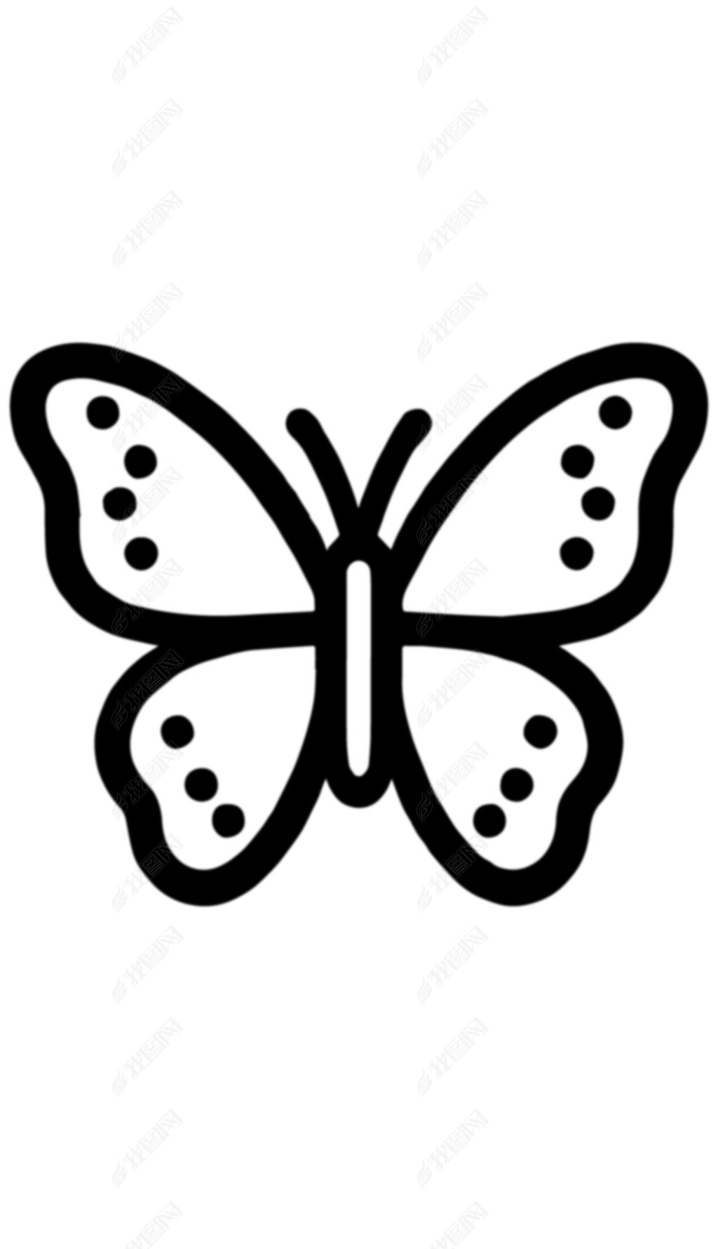 原创蝴蝶素材矢量黑白图高清无限放大