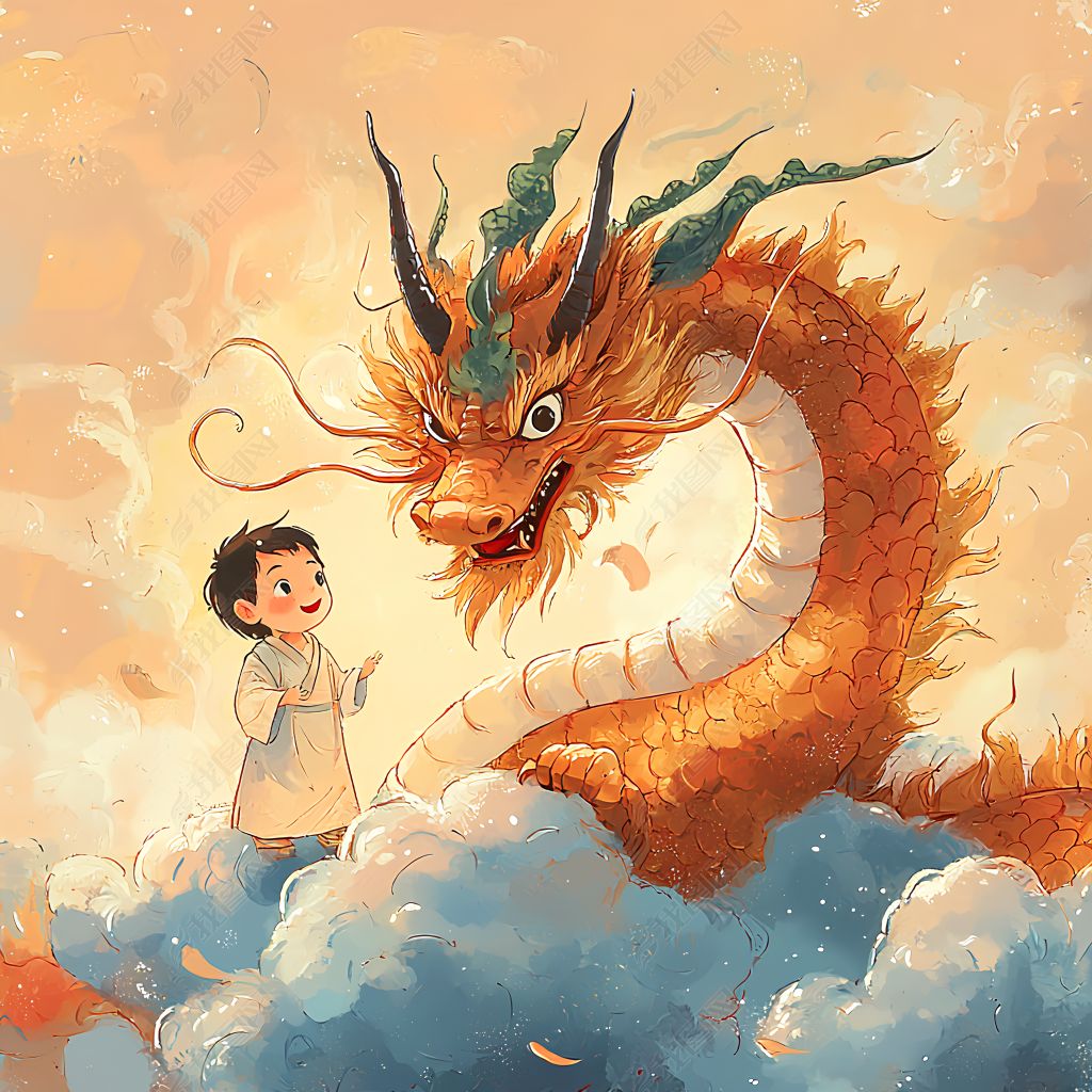 原创二月二龙抬头儿童理发插画2元素