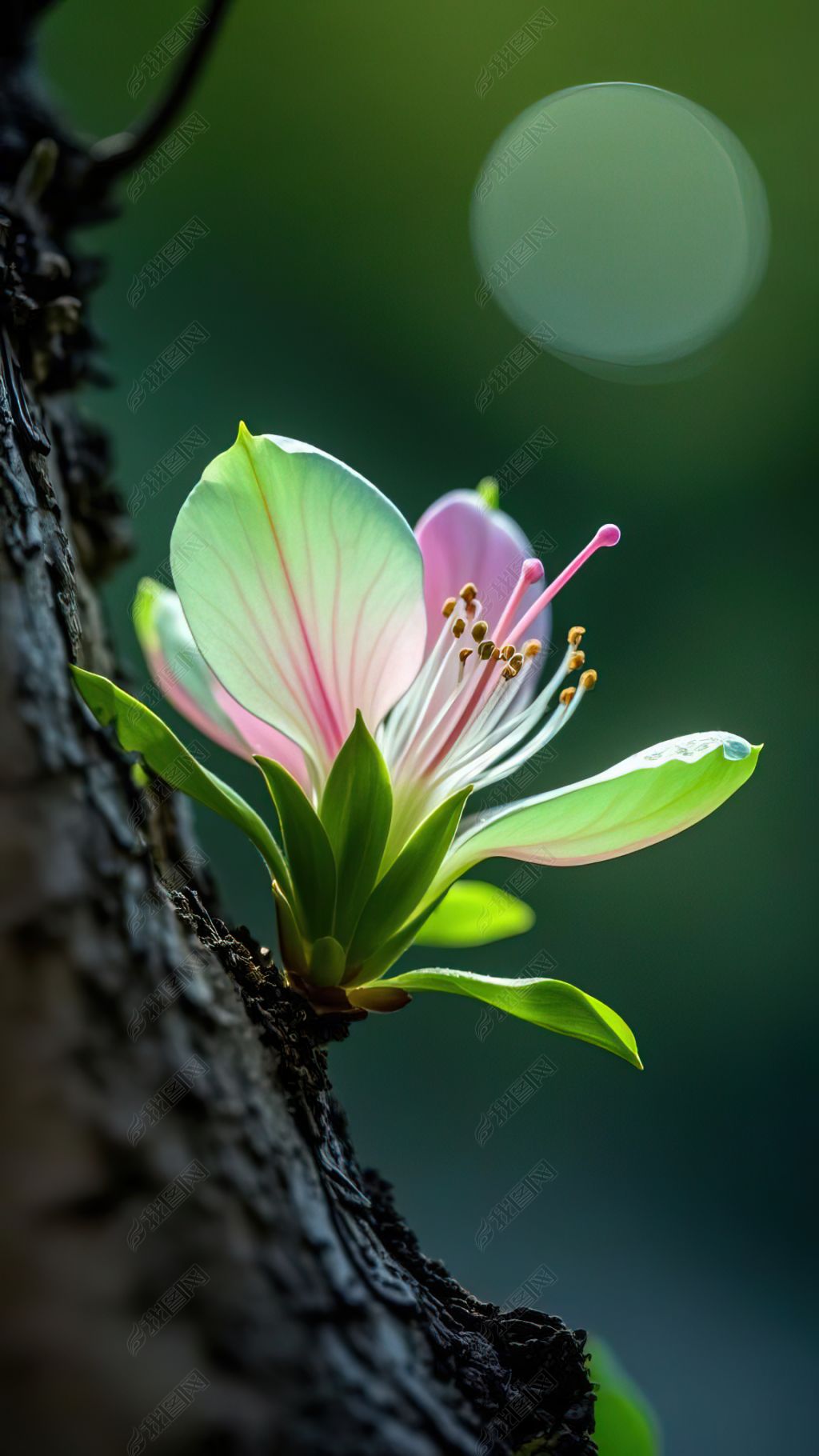 原创一朵粉色花朵含苞待放手机壁纸1