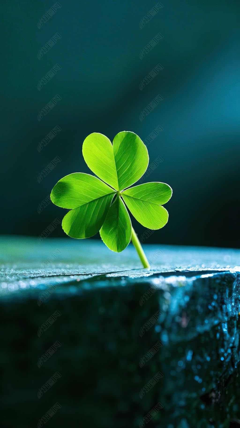 原创一棵淡绿色的四叶草手机壁纸