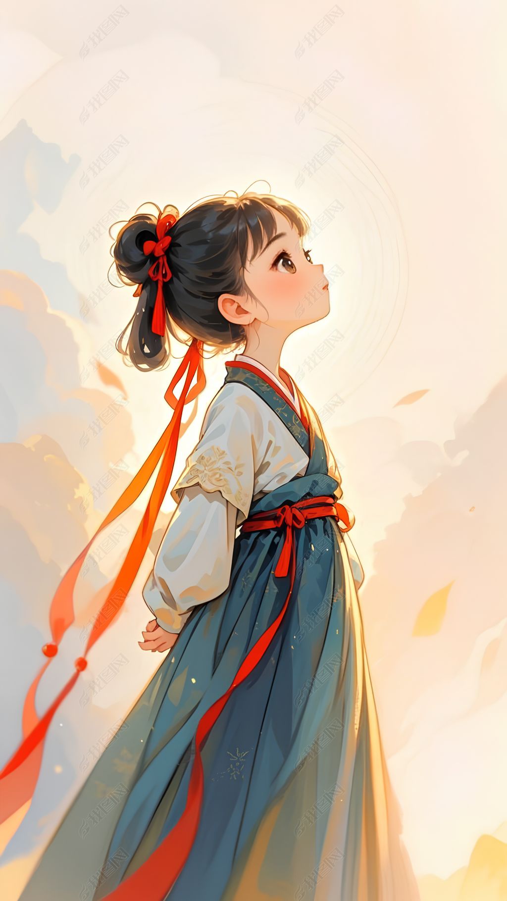 原创萌萌古风小女孩手机壁纸