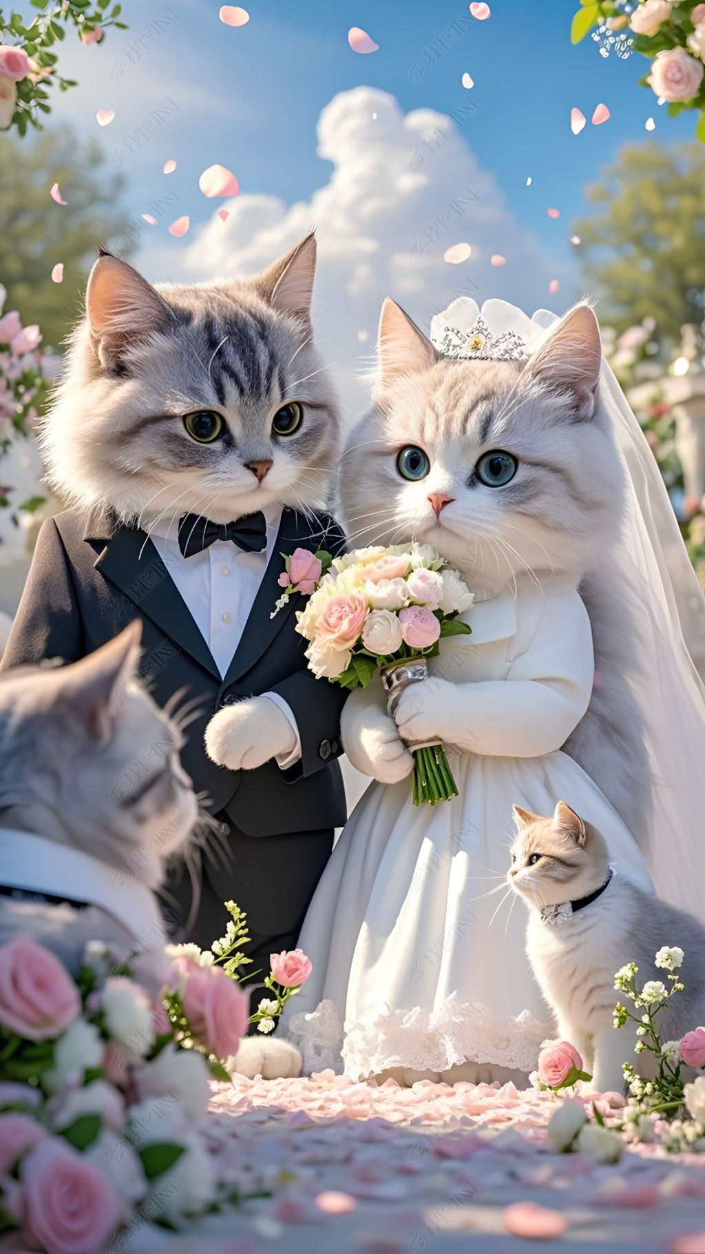 原创猫咪情侣手机壁纸