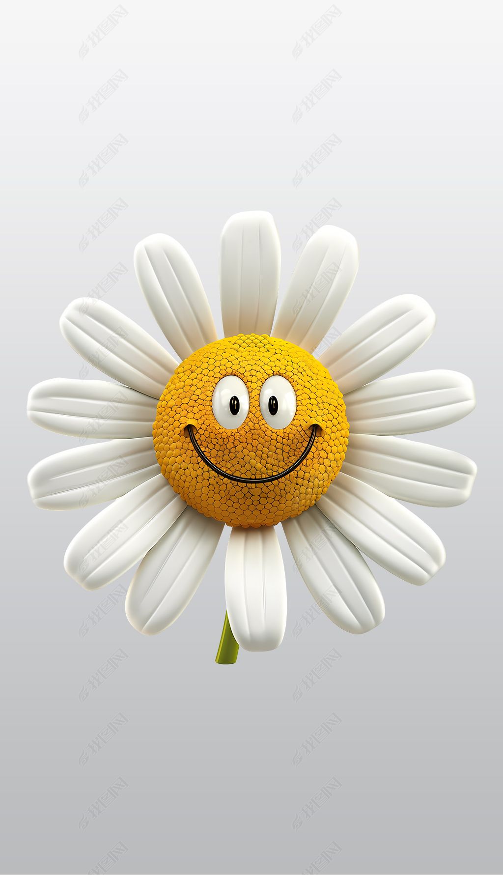 原创微笑的雏菊花朵3d卡通插画高清免抠透明png素材