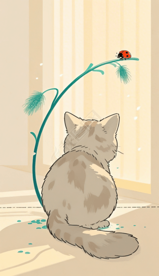 一只憨憨的小猫的背影手机壁纸