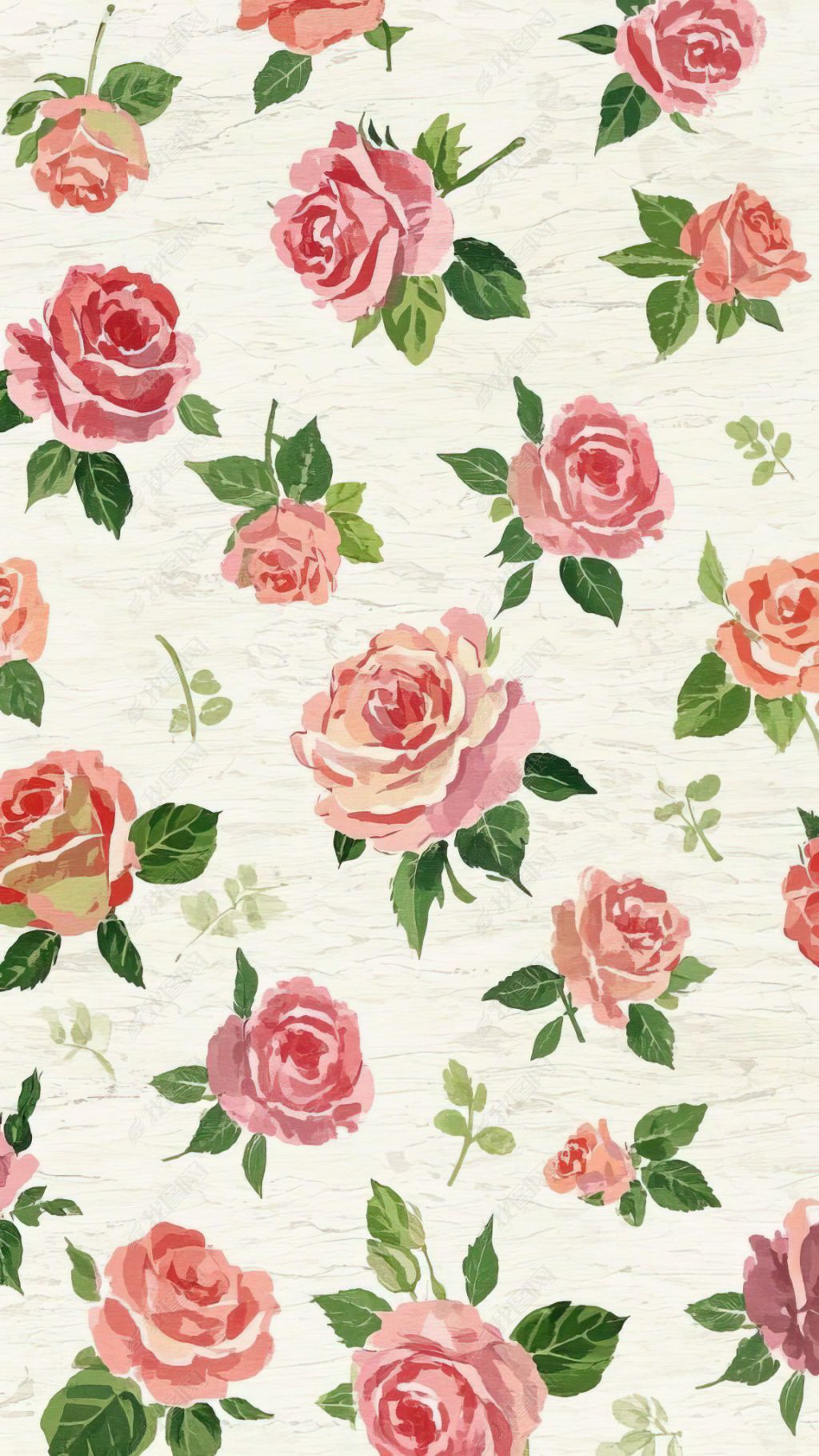 原创复古玫瑰花碎花图案手机壁纸