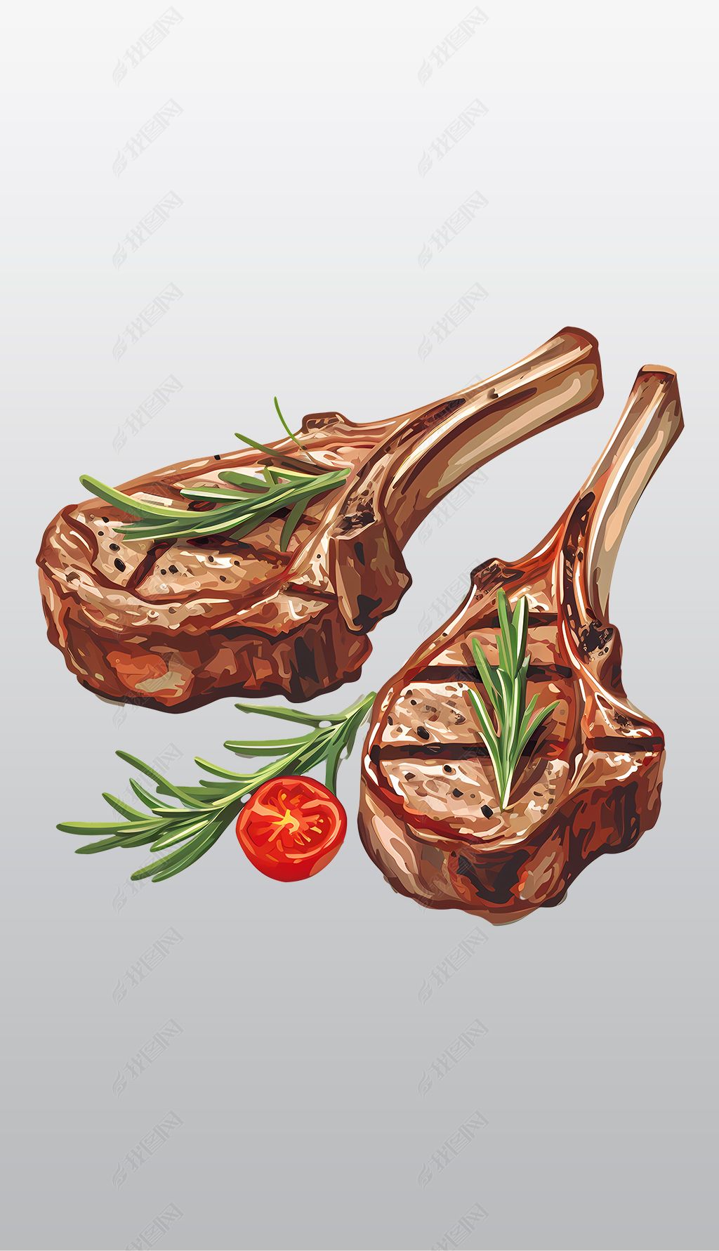 配迷迭香的烤羊排卡通插画高清免抠透明png素材素材简介我图网提供配