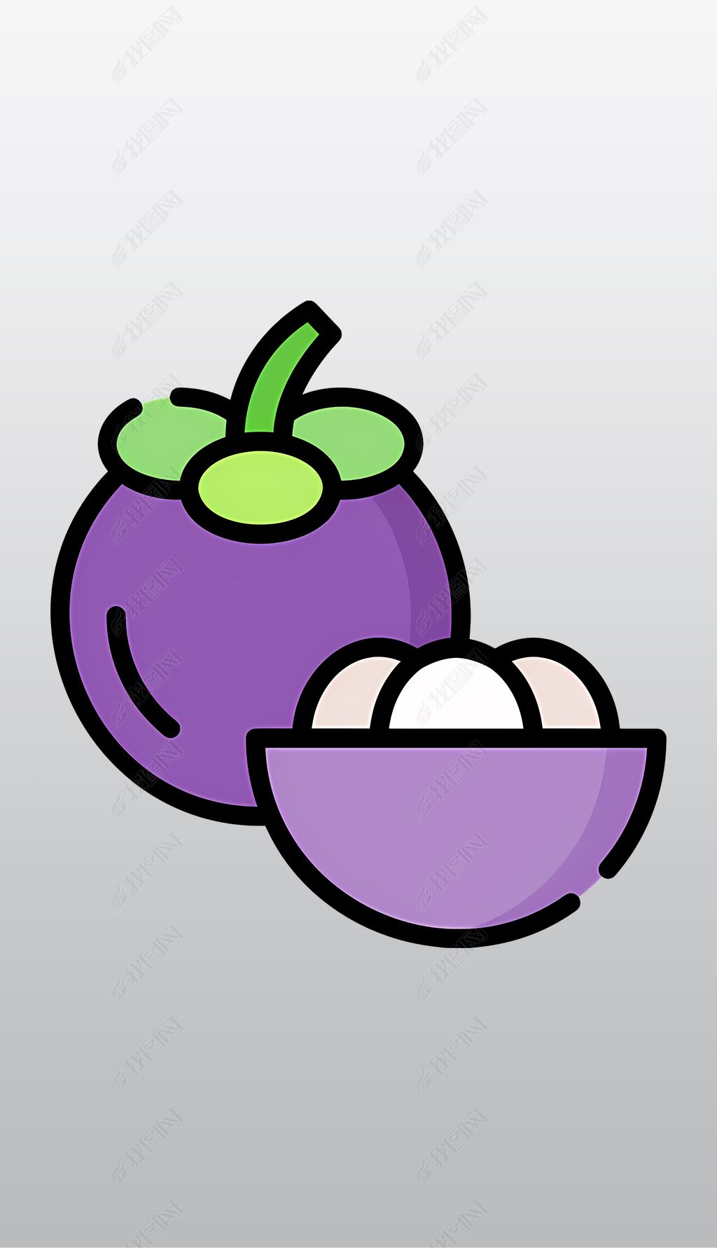原创紫色山竹水果插画高清透明免抠png图片素材