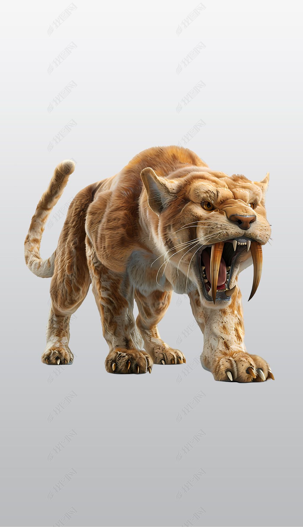 原创剑齿虎插画高清透明免抠png图片素材