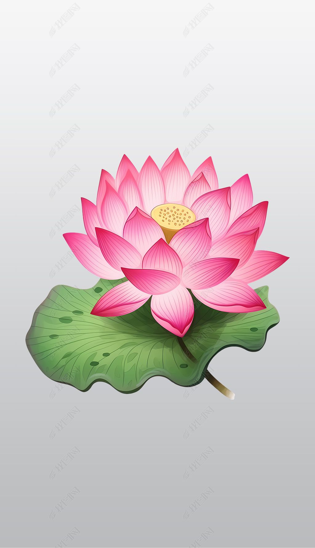 原创优雅的粉色莲花插画高清透明免抠png图片素材