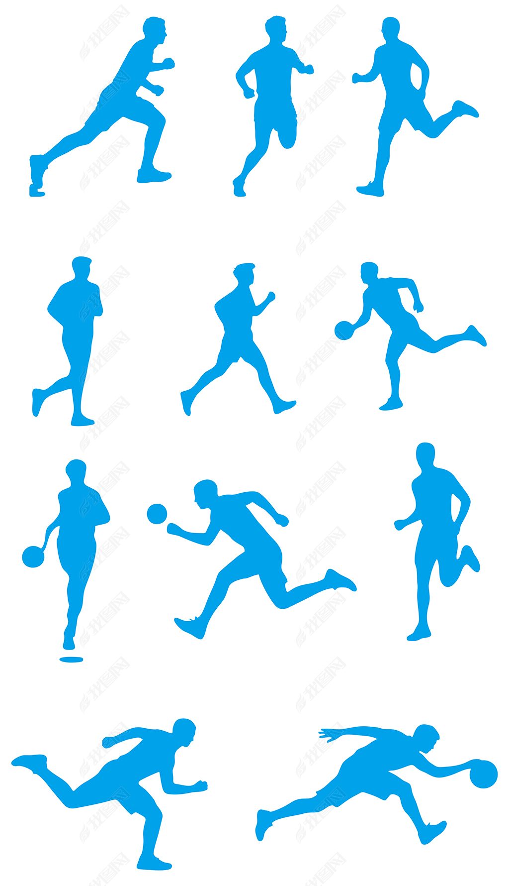 原创打篮球奔跑的人跑步人物剪影体育运动健身素材矢量图