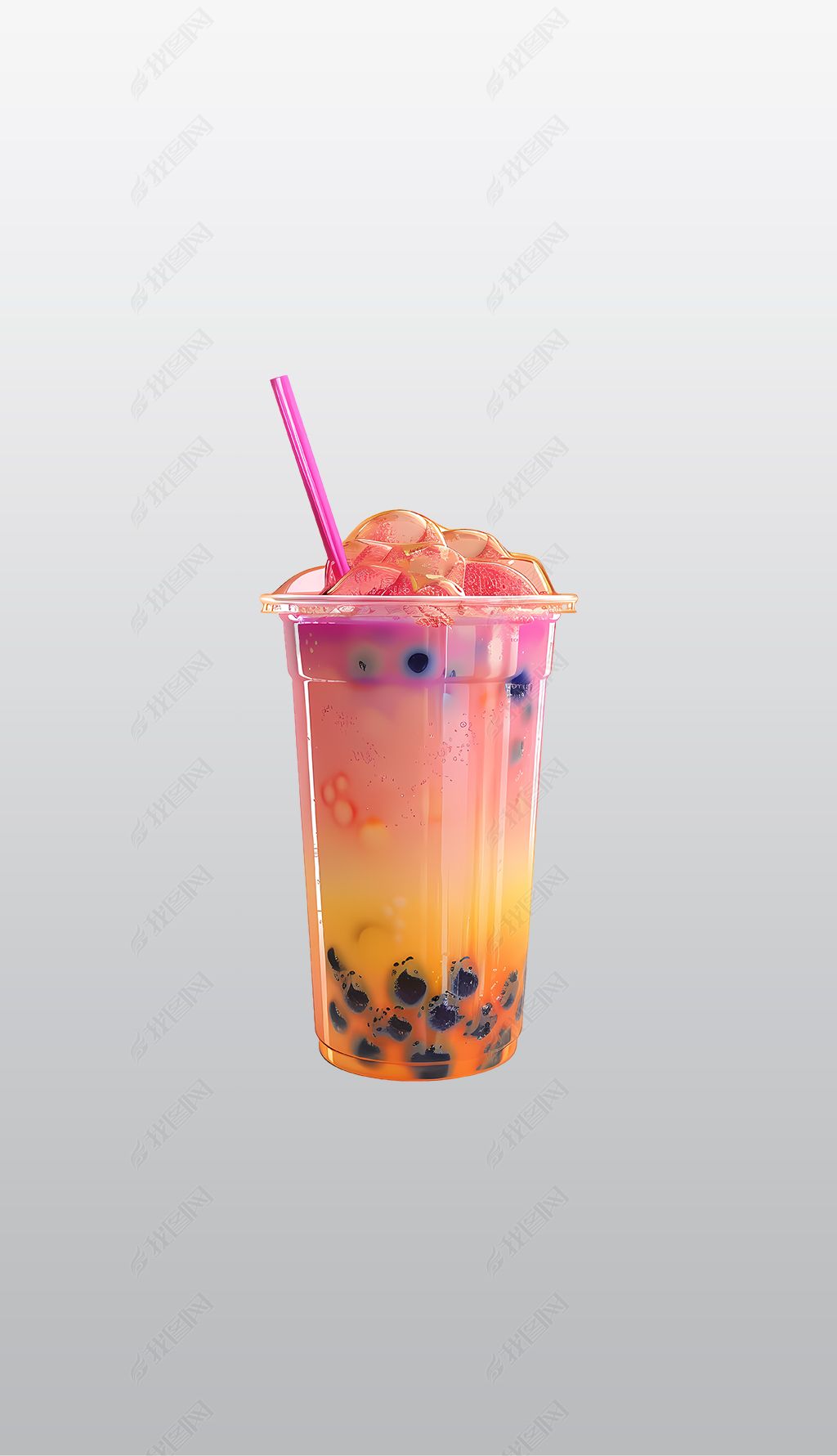 原创多彩珍珠奶茶饮品高清透明免抠png图片素材