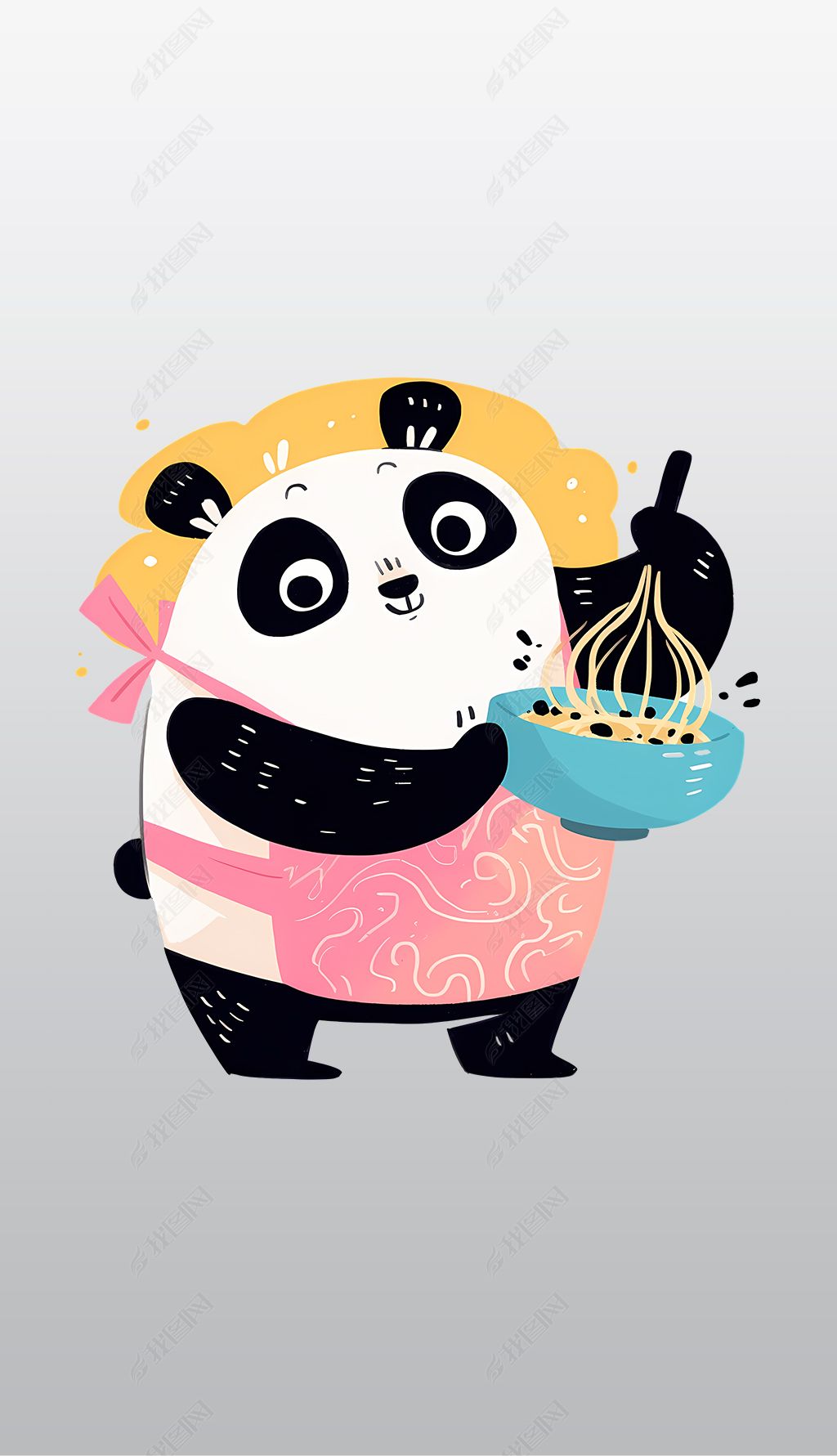 原创用碗烹饪的熊猫高清透明免抠png图片素材版权可商用