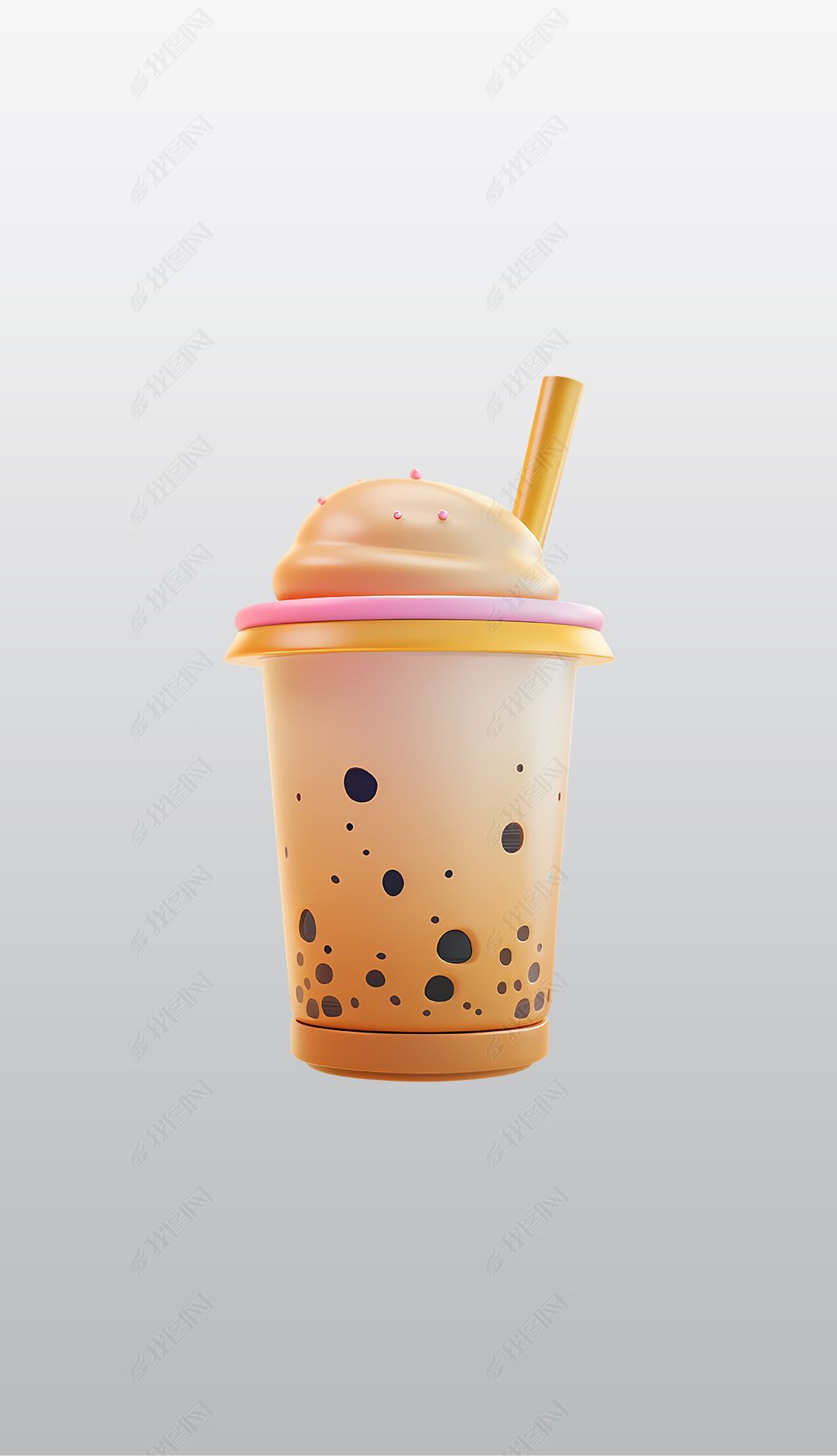 原创可爱的珍珠奶茶饮品插画高清透明免抠png图片素材