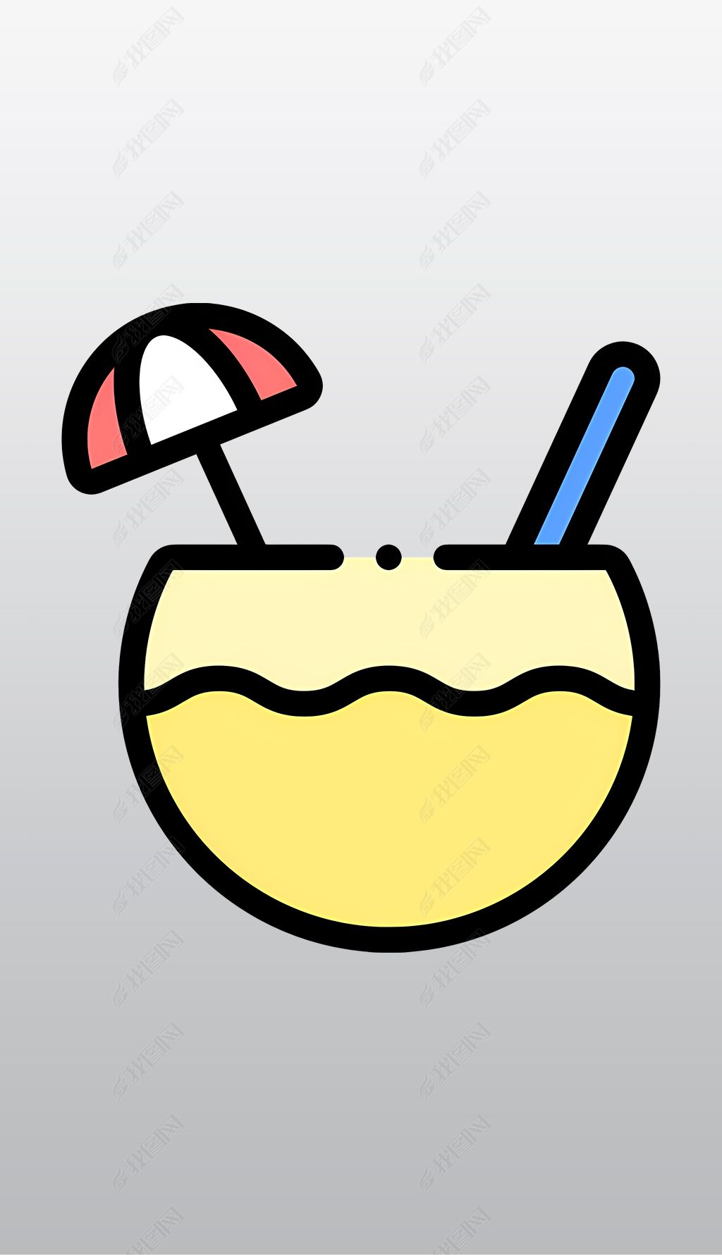 原创带伞的热带夏日饮品图标高清透明免抠png图片素材