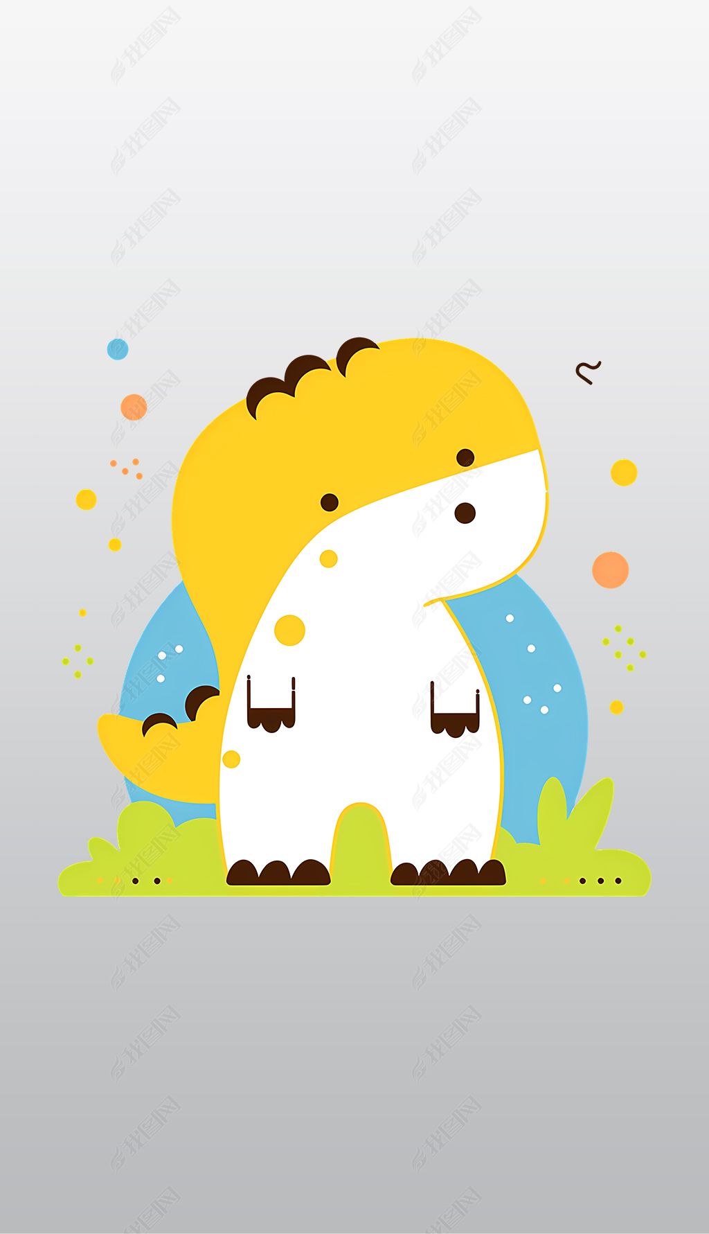 原创可爱的黄色卡通恐龙高清透明免抠png图片素材