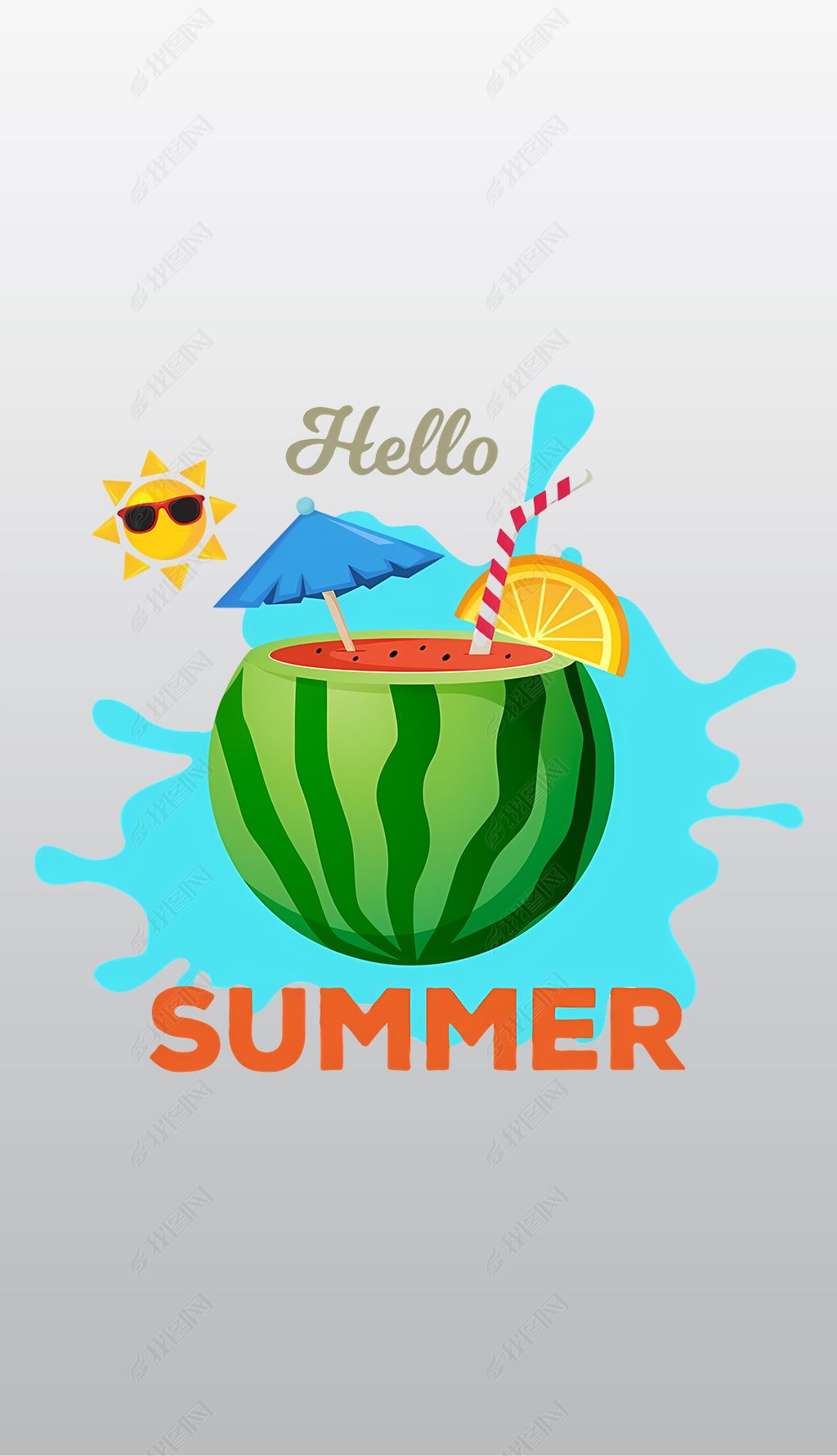 原创西瓜饮品迎接夏天高清透明免抠png图片素材