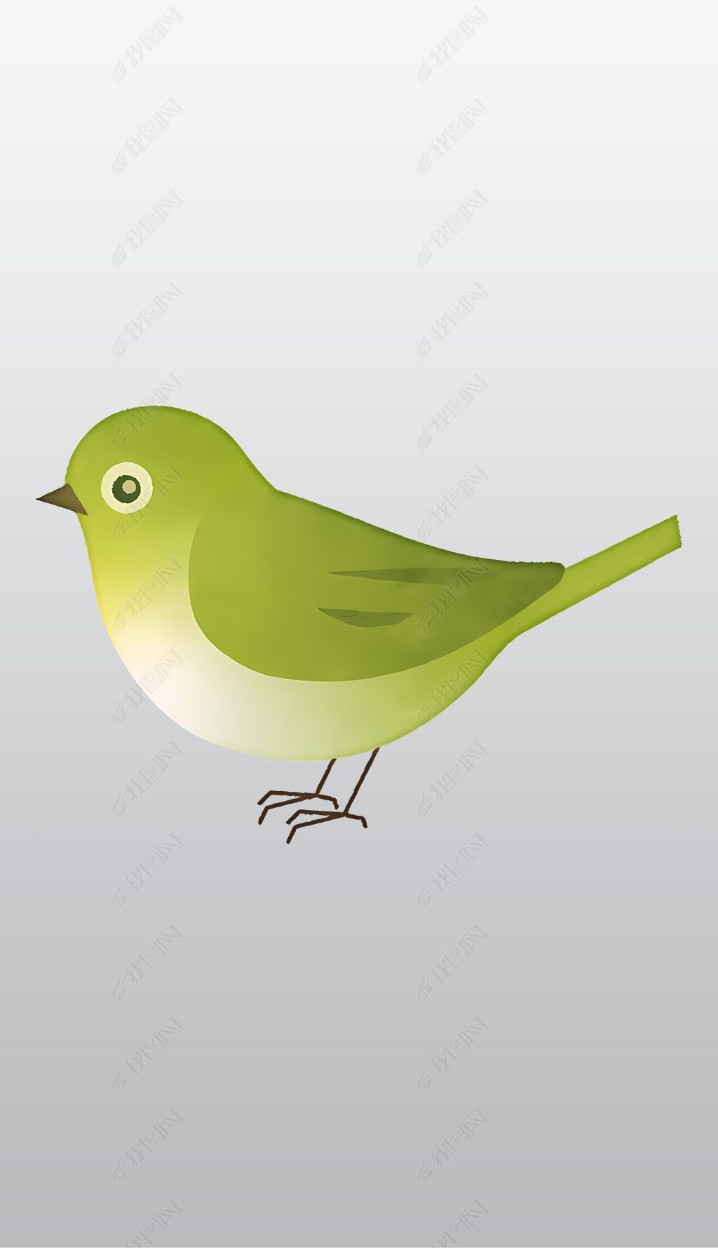 原创简约绿色小鸟高清透明免抠png图片素材