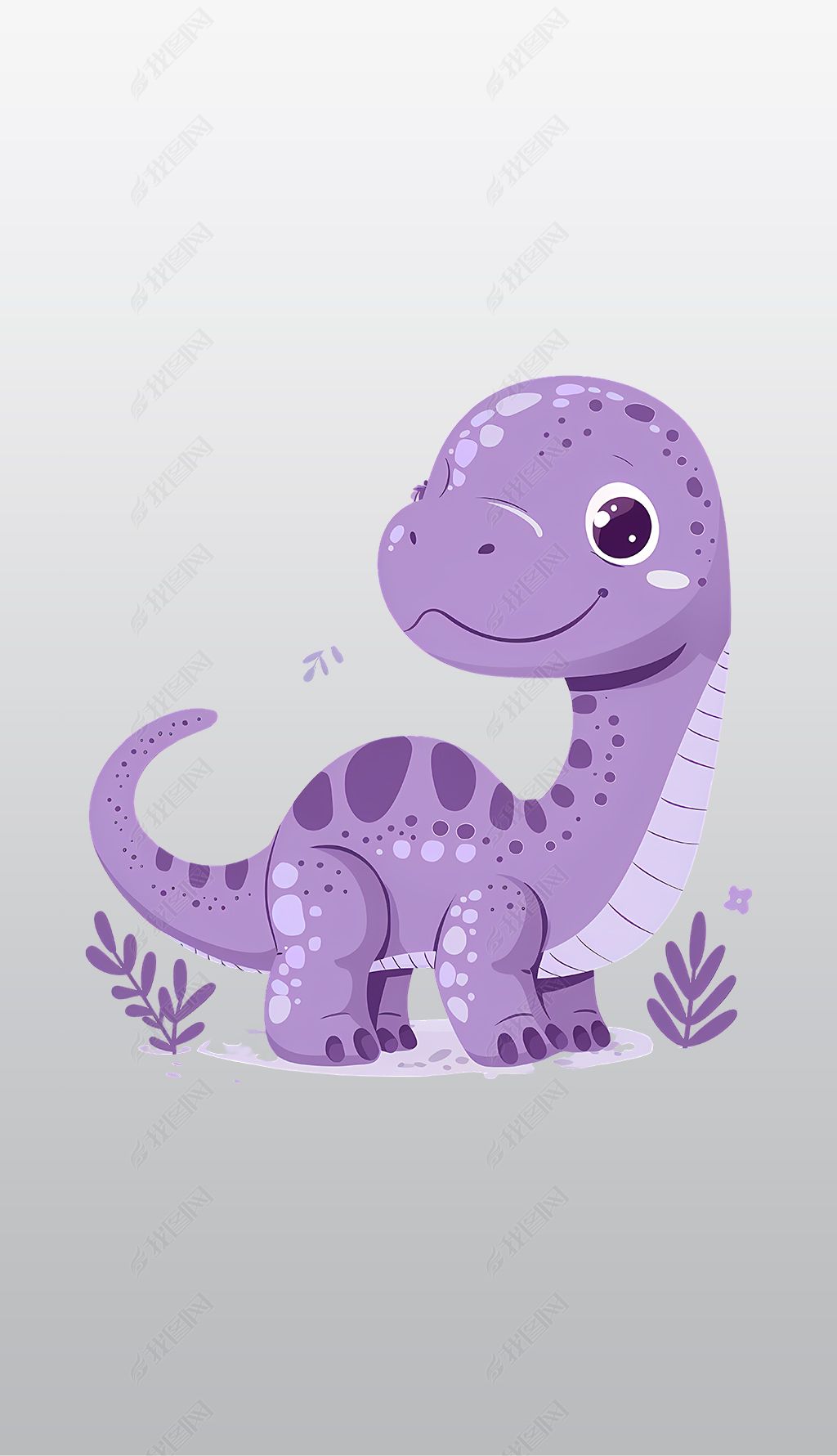 原创可爱紫色恐龙卡通高清透明免抠png图片素材