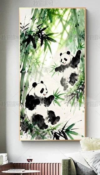 水墨熊猫图片大全-水墨熊猫背景图片-我图网