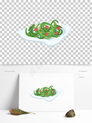 卡通美食海带丝胡萝卜丝辣椒圈小菜