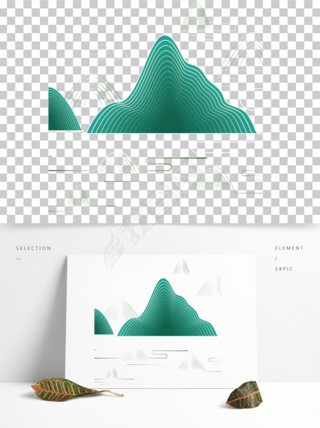 中国风线条山纹中式元素